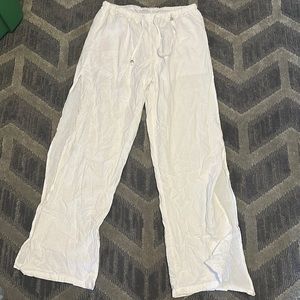White linen swim cover up pants